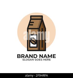 Kaffeebohnen Wrap Logo Design Vektor, flaches Design Bio Coffee Shop Logo Vorlage Stock Vektor