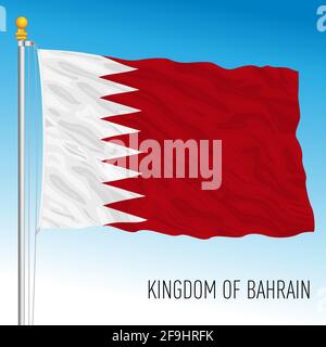 Offizielle Nationalflagge von Bahrain, asiatisches Land, Vektorgrafik Stock Vektor