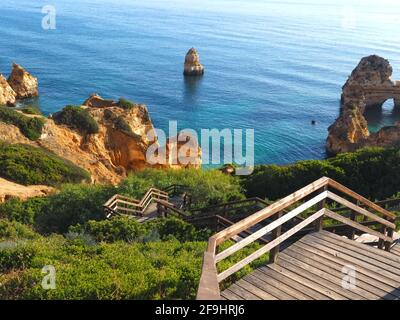 Die Schönheit Portugals - fantastischer paradiesischer Strand praia do Camilo in Lagos an der Algarve Stockfoto