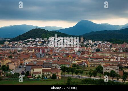 Blick auf die Stadt Olot, Girona, Spanien Stockfoto