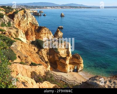 Die Schönheit Portugals - fantastischer paradiesischer Strand praia do Camilo in Lagos an der Algarve Stockfoto