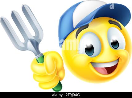 Gärtner Emoticon Cartoon Gesicht Stock Vektor