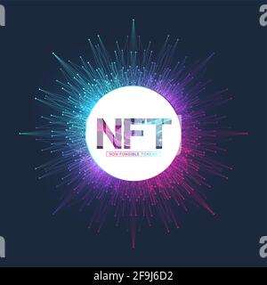 Nicht fungibler NFT-Token. Symbol für nicht-fungible Token für das Konzept NFT. Symbol-Vektor für Hightech-Technologie. Stock Vektor