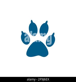 Blaues Paw-Symbol Auf Weißem Hintergrund. Vektor-Illustration Mit Blauem Flachem Stil. Stock Vektor