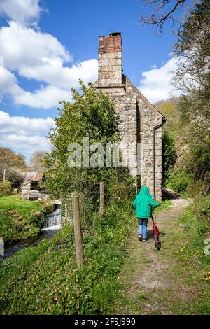 Die besten Wanderungen in Devon, die besten Wanderungen in Devon, teign Valley, landschaftlich schöner Wander- oder Wanderweg, Wälder, Flüsse und sanfte und sanfte Hügel. Stockfoto