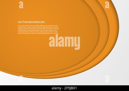 Vektor Moderne einfache ovale orange und weißen Hintergrund mit Papier-Effekt. 3D-Ovale mit weichen Schatten. Beispieltext. Stock Vektor