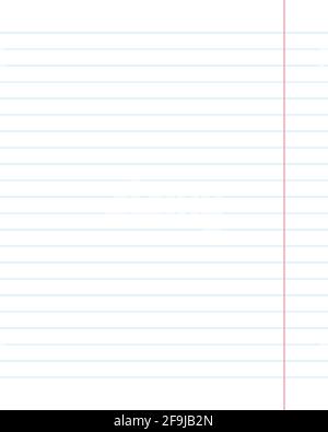 Vektor realistisches Papier Blatt blau liniert. Einzelnes Copybook-Blatt Stock Vektor