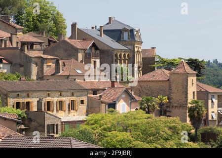 Belvès in der Dordogne gilt als eine der schönsten Städte Frankreichs. Der Name bedeutet wörtlich 'schöne Aussicht'. Stockfoto