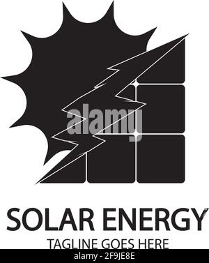 Solarmodul und Sonnensymbol auf weißem Hintergrund isoliert Stock Vektor