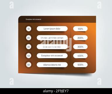 Tabelle, Zeitplan, Infografik Design-Vorlage mit 5 Reihe. Vektorbanner. Stock Vektor