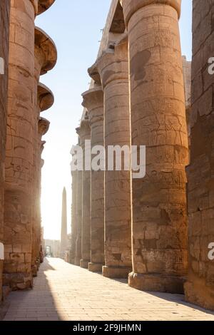 Schöner Sonnenuntergang in der Nähe des Karnak-Tempels in Ägypten Stockfoto