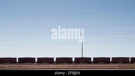 Eisenerzwagen, Port Hedland, Westaustralien Stockfoto