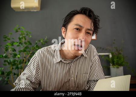 Anzeige des Video-Chats Stockfoto