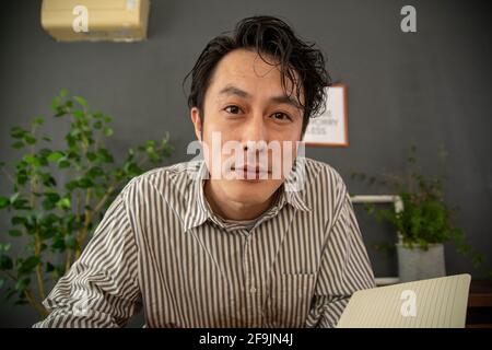 Anzeige des Video-Chats Stockfoto