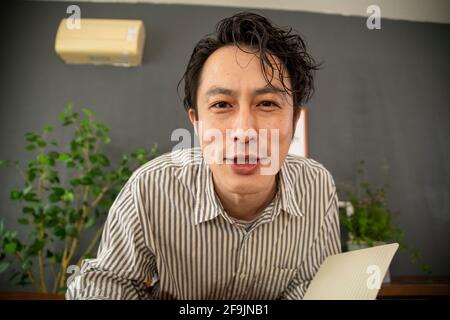 Anzeige des Video-Chats Stockfoto