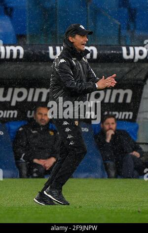 Filippo Inzaghi Trainer von Benevento Calcio reagiert während des 2020-2021 italienischen Serie A Championship League-Spiels zwischen S.S. Lazio und Benevento Calcio im Stadio Olimpico.Endstand; SS Lazio 5:3 Benevento Calcio. (Foto von Fabrizio Corragetti / SOPA Images/Sipa USA) Stockfoto