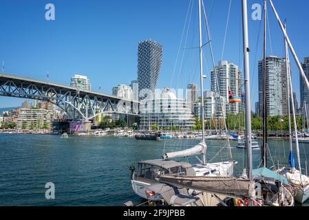 Von Granville Island Granville Bridge in Vancouver, British Columbia, Kanada Stockfoto