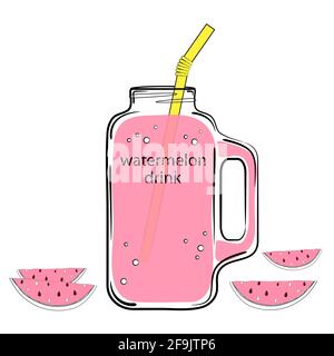 Wassermelone Getränk in Glasflasche. Vektorgrafik. Stock Vektor