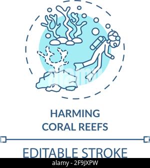 Symbol für das Konzept „Schaden an Korallenriffen“ Stock Vektor