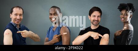 Zeigt Die Covid-19-Impfung Und -Immunisierung. Afroamerikaner Mit Impfstoff Stockfoto