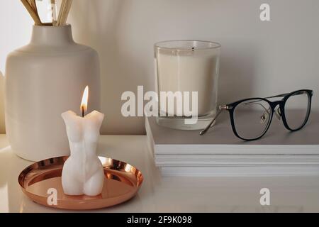 Moderne, trendige Inneneinrichtung aus nächster Nähe. Stockfoto