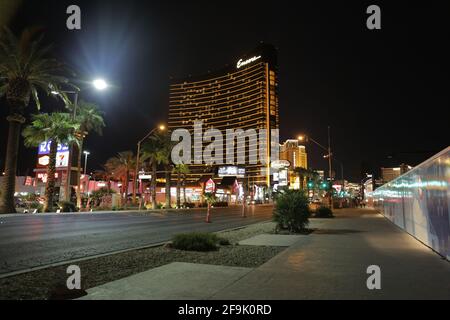 Las Vegas, NV, USA, 2.09.2020 - Nachtansicht des South Las Vegas Boulevard Stockfoto