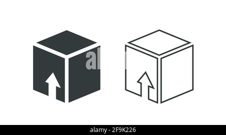 Verpackung für die Kartonlieferung offene und geschlossene Box mit zerbrechlichen Zeichen. Karton Stock Vektor