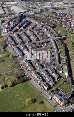 Luftaufnahme der Cross Green Road, Leeds LS9 Stockfoto