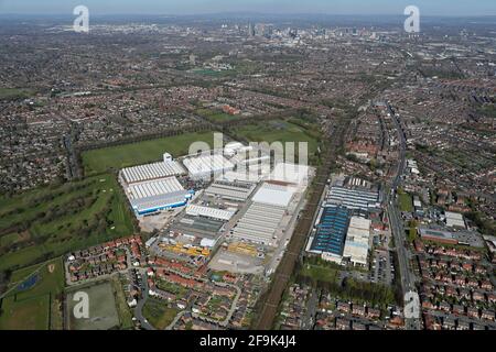 Luftaufnahme der McVities-Fabrik, pladis Manchester Factory & Discovery Park in Stockport, Manchester Stockfoto