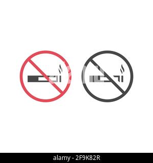 Keine Zigaretten roten Verbot Vektor-Zeichen. Symbol Rauchen nicht erlaubt. Stock Vektor