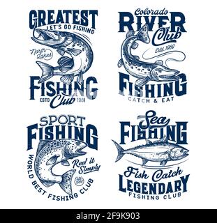 Fishing Club. Vector Illustration. Konzept für Hemd oder Logo