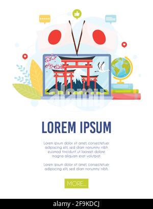 Erfahren Sie mehr über das Japan-Konzept. Vektorgrafik. Stock Vektor