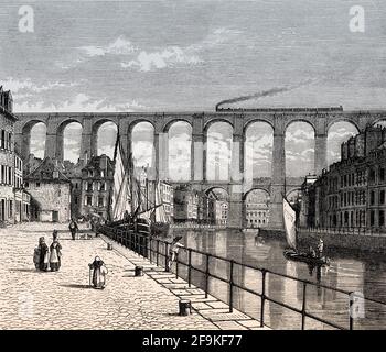 Viadukt de Morlaix, Morlaix, Finistère-Departement Bretagne im Nordwesten Frankreichs, 19. Jahrhundert Stockfoto