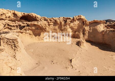 Versteinerten düne Textur in Cabo de Gata, Almeria, Spanien Stockfoto