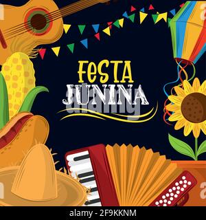 festa Junina Musik Essen Feier Stock Vektor