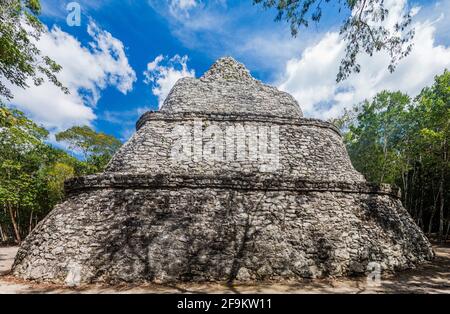 Tempel der Gemälde in den Ruinen der Maya-Stadt Coba, Mexiko Stockfoto