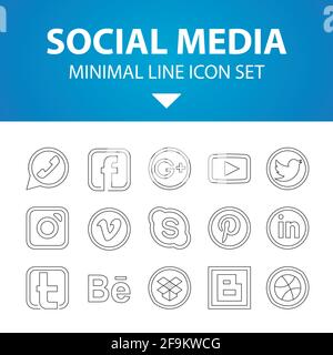 Social Media-Logos umreißen Symbol Satz von Vektor. internet-Symbole Sammlung Linie Vektor. Symbolvektor für soziale Medien auf weißem Hintergrund Stock Vektor