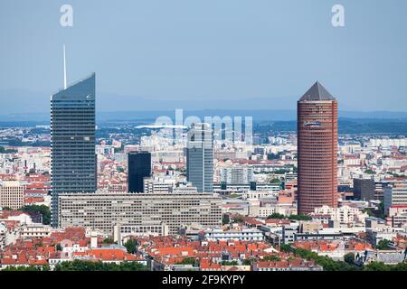 Lyon, Frankreich - Juni 10 2018: Der Bezirk La Part-Dieu ist das zentrale Geschäftsviertel von Lyon, das sich im 3. Arrondissement befindet. Stockfoto