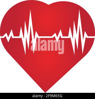 Herzfrequenzsymbol – Gesundheitsmonitor. Rote Herzfrequenz.Blutdruck-Vektor-Symbol, Herzjubeln Kardiogramm, gute Gesundheit Logo, gesunde Puls flach Symbol, m Stock Vektor