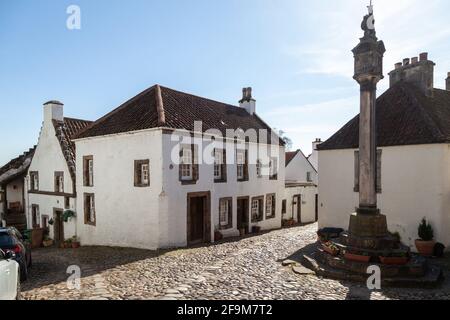 Das Mercat Kreuz in Culross, Fife, Schottland Stockfoto