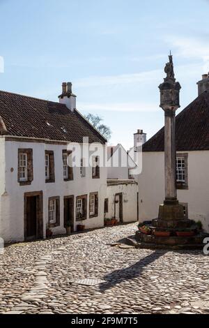 Das Mercat Kreuz in Culross, Fife, Schottland Stockfoto