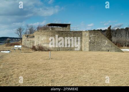 Fort Foster Park auf Gerrish Island in Kittery, Maine. Diese Festung wurde erstmals 1873 errichtet, aber die erste Batterie an diesem Standort wurde nie fertiggestellt. Stockfoto