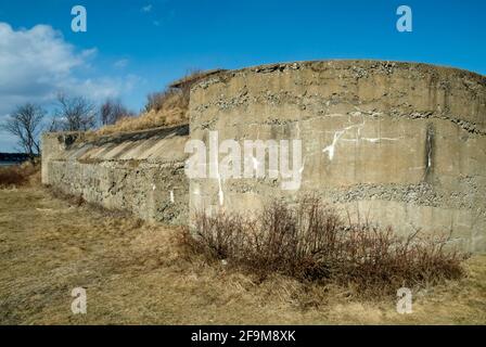 Fort Foster Park auf Gerrish Island in Kittery, Maine. Diese Festung wurde erstmals 1873 errichtet, aber die erste Batterie an diesem Standort wurde nie fertiggestellt. Stockfoto