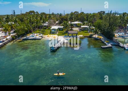 Luftaufnahme eines kleinen Hotelresort in Key Largo Florida USA Stockfoto