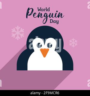 World Penguin Day Poster Hintergrund, niedlichen Pinguin flache Illustration Banner Vektor Stock Vektor