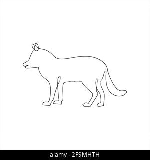 Minimalistisches One Line Fox oder Dog Icon. Linie Zeichnung Tier Tattoo. Hund oder Fuchs eine Linie Handzeichnung Continuous Art Print, Vektorgrafik. Freies Singen Stock Vektor