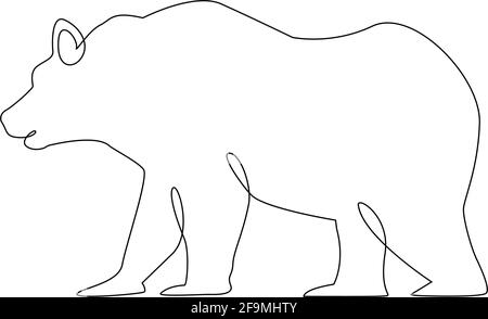 Minimalistisches One Line Bear Icon. Bär eine Linie Hand Zeichnung kontinuierliche Art Print, Vektor-Illustration. Freie Einzelzeilzeichnung von Wildbären. Leitung dra Stock Vektor