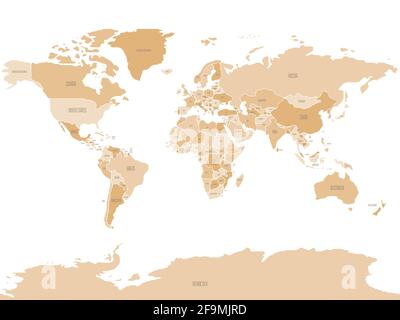 Vereinfachte Weltkarte mit glatten Grenzen Stock Vektor