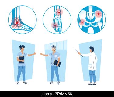 rheumatology Disease sechs Set-Symbole Stock Vektor