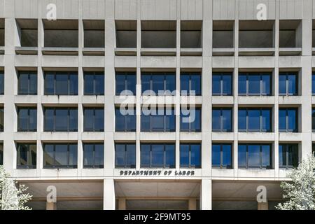 Das Frances Perkins Department of Labor Building. Es ist der Hauptsitz des Arbeitsministeriums, in der Nähe des US-Kapitols. Stockfoto